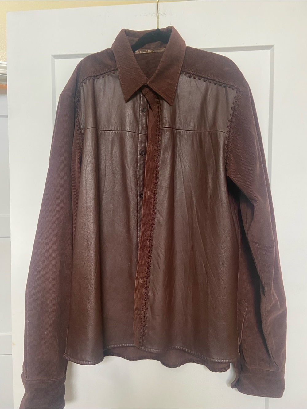 Roberto Cavalli CLASSIC Vintage Brown Leather & corduroy Men’s Shirt Jacket